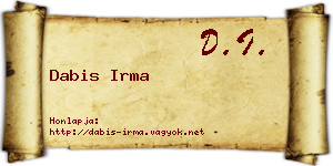 Dabis Irma névjegykártya